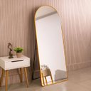 Ver imagem 5 de Espelho Grande Oval com Base Reta Moldura Bronze Corpo Inteiro 150x60cm Closet Provador Quarto