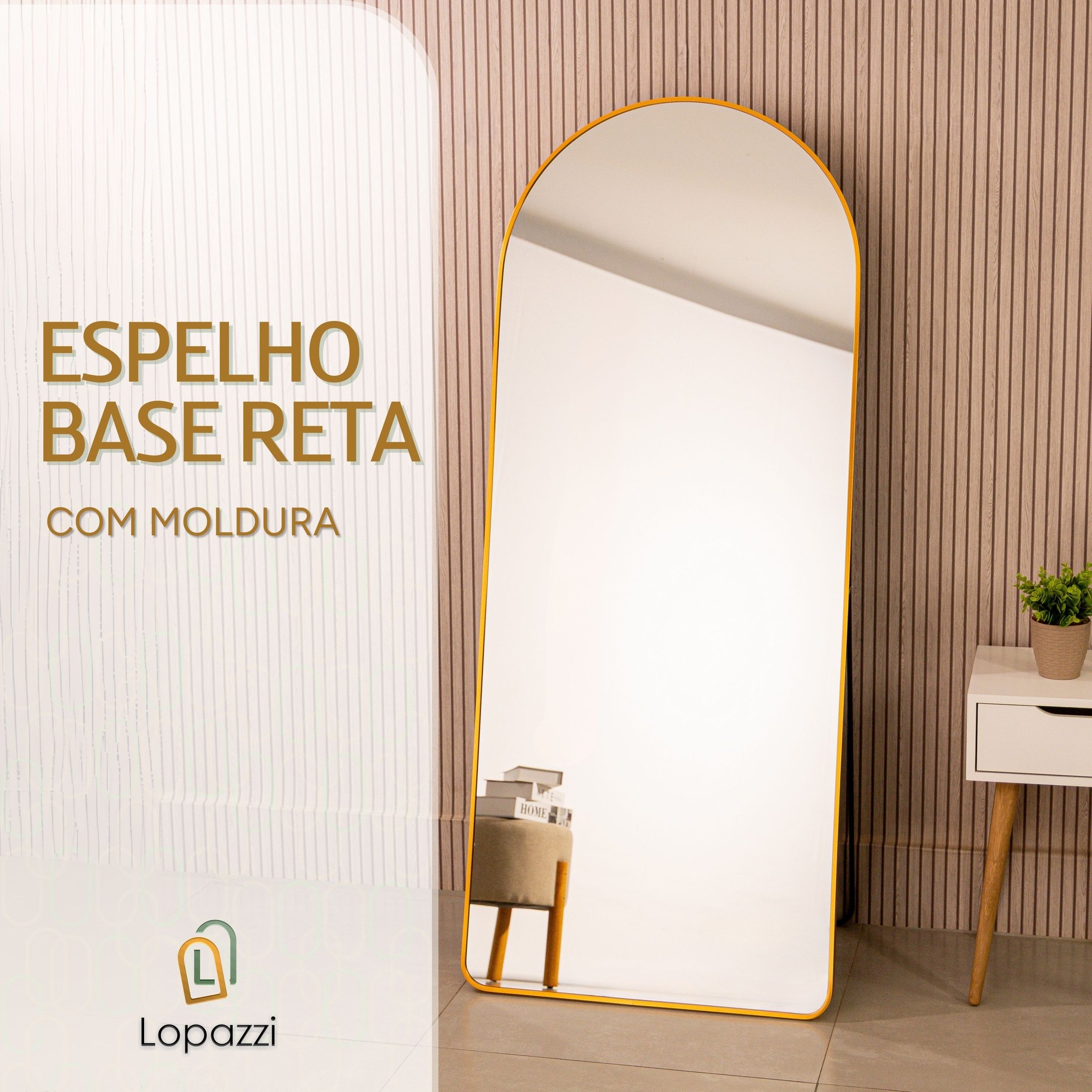 Espelho Grande Oval com Base Reta Corpo Inteiro 150 X 60 Cm - 2
