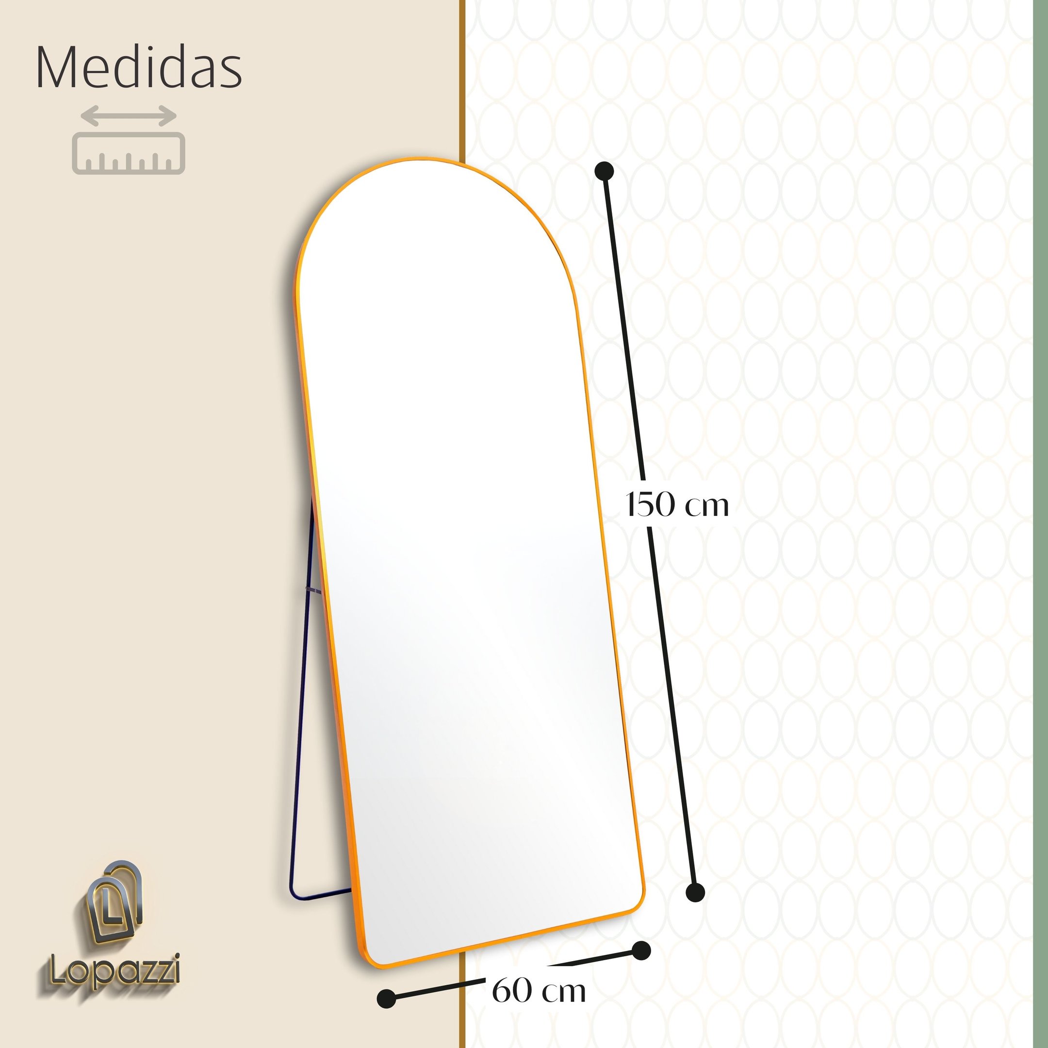 Espelho Grande Oval com Base Reta Corpo Inteiro 150 X 60 Cm - 8