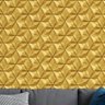 Papel de Parede 3d Auto Adesivo Geométrico Hexagono Ondas Douradas Decorativas Lavavel Quarto 3m - 7