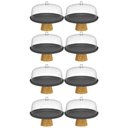Ver imagem 1 de Kit 8 Boleiras Prato para Bolo 25cm Cúpula Plástico Pé Bambu Tortas Padaria ou Lume Preto