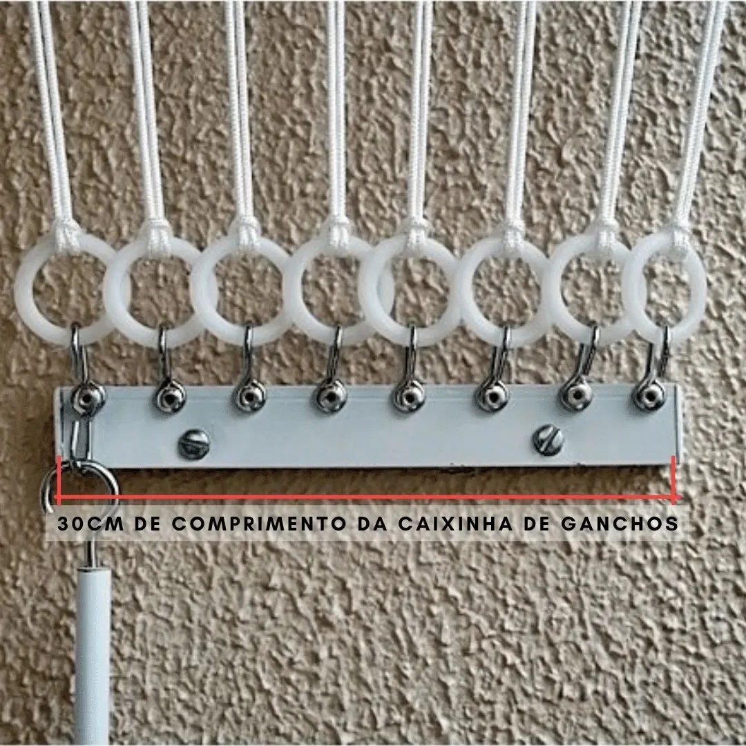 Varal De Teto Individual 165cm x 12 Varetas - Em Alumínio Branco - 7