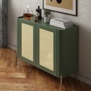 Ver imagem 1 de Buffet Aparador 98,5cm Porta Sextavada 100% Mdf Pés Metal Cor:musgo com Dourado