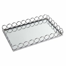 Bandeja Decorativa Retangular Prata com Espelho 30cm KV0258 BTC - 1