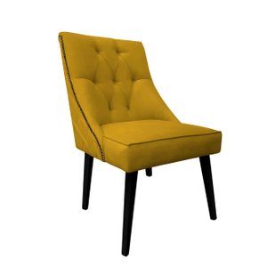 Cadeira De Jantar Bela Capitone Suede Amarelo com Tachas