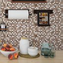 Ver imagem 2 de Papel de Parede Decorativo Azulejo em Tons Marrons - 2,50m