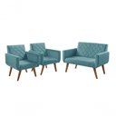 Ver imagem 1 de Conjunto Anabelle 2 Poltronas de 1 Lugar 1 Poltrona 2 Lugares Braço Unidecor Turquesa