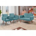 Ver imagem 3 de Conjunto Anabelle 2 Poltronas de 1 Lugar 1 Poltrona 2 Lugares Braço Unidecor Turquesa