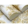 PAPEL DE PAREDE VINÍLICO IMPORTADO TEXTURA ALTO RELEVO ESTILO ARABESCO - BRANCO PEROLA | DOURADO - 4