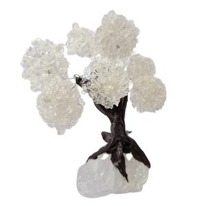 Árvore de Pedra Natural Quartzo Transparente Cascalho