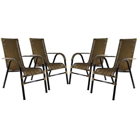Conjunto Com 4 Cadeiras Bela Fibra Sintética Pequi