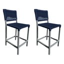 Ver imagem 1 de Kit 2 Banquetas França em Corda Náutica e Base em Alumínio Cinza para Área Gourmet Azul Marinho