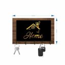 Ver imagem 2 de Porta Chaves E Cartas Casa Home Amadeirado E Preto Com Relevo Espelhado Dourado