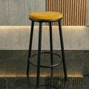 Ver imagem 5 de Banqueta Alta Luxo Aço Banco Luna Suede Luna:amarelo