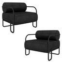 Ver imagem 1 de Kit 2 Poltronas Decorativas Sala de Estar Polatsk Base Industrial de Ferro Pu Preto G33 - Gran Belo
