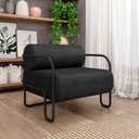 Ver imagem 2 de Kit 2 Poltronas Decorativas Sala de Estar Polatsk Base Industrial de Ferro Pu Preto G33 - Gran Belo