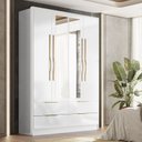 Ver imagem 1 de Guarda-Roupa Casal 4 Portas 4 Gavetas com Espelho Domo Branco