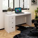 Ver imagem 1 de Mesa para Escritório ou Escrivaninha 1,36m com 3 Gavetas Várias Cores Me4102 Tecno Mobili - Branco