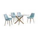 Ver imagem 2 de Conjunto Mesa de Jantar Lara 160cm Vidro 10mm Base Aço Carbono Bronze com 4 Cadeiras Linho - Verde