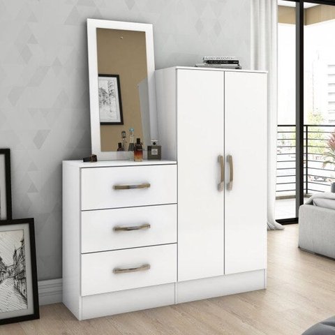 Cômoda com Espelho 2 Portas 3 Gavetas Briz