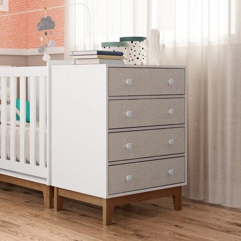Cômoda Infantil 4 Gavetas Retrô Completa Móveis