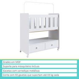 Mini Berço Moisés Normatizado 90cm Branco Linha By By510 Completa Móveis - 2