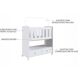 Mini Berço Moisés Normatizado 90cm Branco Linha By By510 Completa Móveis - 5
