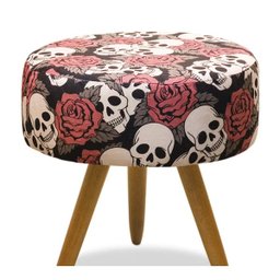 Kit 2 Puff Banqueta Florenza Suede Caveira Deluss - 3