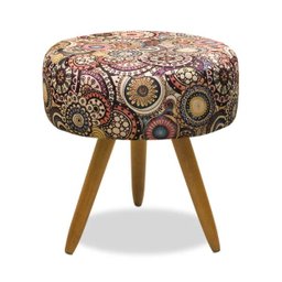 Kit 2 Puff Banqueta Florenza Suede Mandala Amarelo Deluss - 2