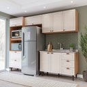 Ver imagem 1 de Cozinha Pérola 270cm Completa Modulada 4 Peças Off White/Freijó Yescasa