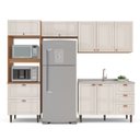 Ver imagem 5 de Cozinha Pérola 270cm Completa Modulada 4 Peças Off White/Freijó Yescasa