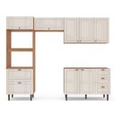 Ver imagem 2 de Cozinha Pérola 270cm Completa Modulada 4 Peças Off White/Freijó Yescasa