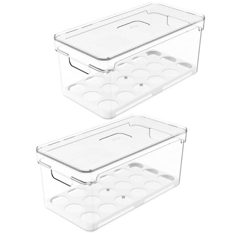 Kit 2 Organizadores de Ovos Clear Fresh Porta Ovos Empilhável Organizador de Geladeira 36 Ovos ou
