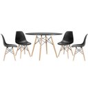 Ver imagem 1 de Conjunto de Mesa de Jantar Eames Eiffel Redonda 110cm Tampo de Madeira Preto com 4 Cadeiras Pretas