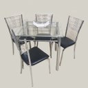 Ver imagem 1 de Mesa Comada com 4 Cadeiras Cromada