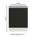 Ver imagem 3 de Balcão Armário de Cozinha 60 cm 1 Porta Branco/Preto Glamy Madesa