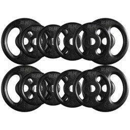 Kit com 40kg de Anilhas Ferro Fundido + Barras de Supino e Halteres - 2