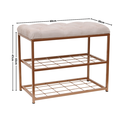Ver imagem 2 de Sapateira/banco 2 Andares Metal Rose C/ Estofado Veludo Rose 47x30x60cm