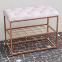 Ver imagem 4 de Sapateira/banco 2 Andares Metal Rose C/ Estofado Veludo Rose 47x30x60cm