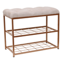 Ver imagem 1 de Sapateira/banco 2 Andares Metal Rose C/ Estofado Veludo Rose 47x30x60cm