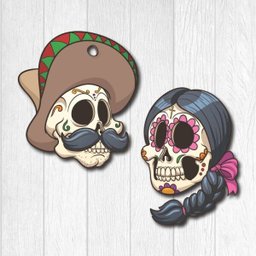 PLACAS DECORATIVAS CASAL CAVEIRAS MEXICANAS - 1
