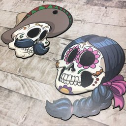 PLACAS DECORATIVAS CASAL CAVEIRAS MEXICANAS - 6