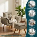 Ver imagem 5 de Kit Poltrona e Puff Alice Decorativa Confortável para Sala Recepção Manicure Quarto Tecido Suede