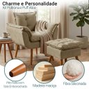 Ver imagem 4 de Kit Poltrona e Puff Alice Decorativa Confortável para Sala Recepção Manicure Quarto Tecido Suede