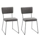 Ver imagem 1 de Conjunto Duas Cadeiras de Jantar Minimalista Roma Linho Cinza Base Aço Preto- Ooca Móveis