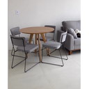 Ver imagem 3 de Conjunto Duas Cadeiras de Jantar Minimalista Roma Linho Cinza Base Aço Preto- Ooca Móveis