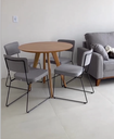 Ver imagem 3 de Conjunto Duas Cadeiras de Jantar Minimalista Roma Linho Cinza Base Aço Preto- Ooca Móveis