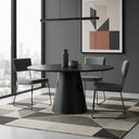 Ver imagem 2 de Conjunto Duas Cadeiras de Jantar Minimalista Roma Linho Cinza Base Aço Preto- Ooca Móveis