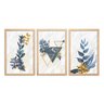 Conjunto Kit 3 Quadros Floral Delfos Moldura Madeira Crua - Oppen House Decora - 2