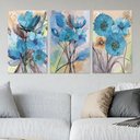 Ver imagem 1 de Conjunto 3 Quadros Decorativos Tela em Lona Flores Aquarelas 100x60cm para Sala Quarto